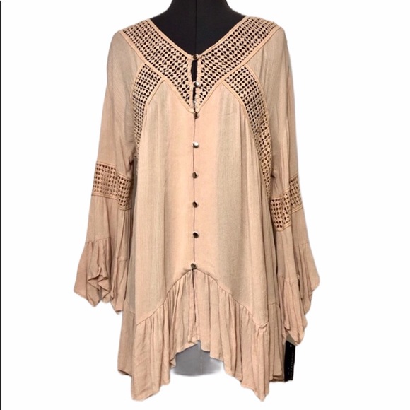 Signature Studio Tops - Signature I Studio NWT Women Boho Buttoned Tinic Top S